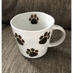 Prima Design Coffee Mug Puppy Dog Paw Prints Speckled Ivory Color 16oz